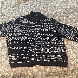 Chico's Black and White Striped Cardigan